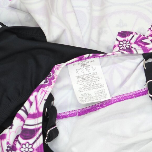 NWT Swim Solutions Printed Tiered Fauxkini One Piece Swimsuit Magenta Purple 10 - Picture 8 of 8